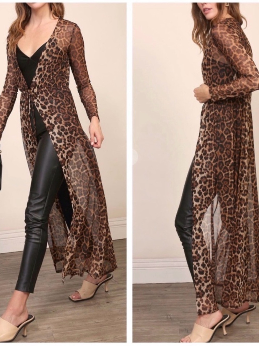 ⚜️ Leopard print duster kimono sz L
